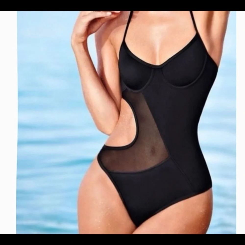 Victoria’s Secret | swim black one piece mesh cut out - Picture 1 of 6